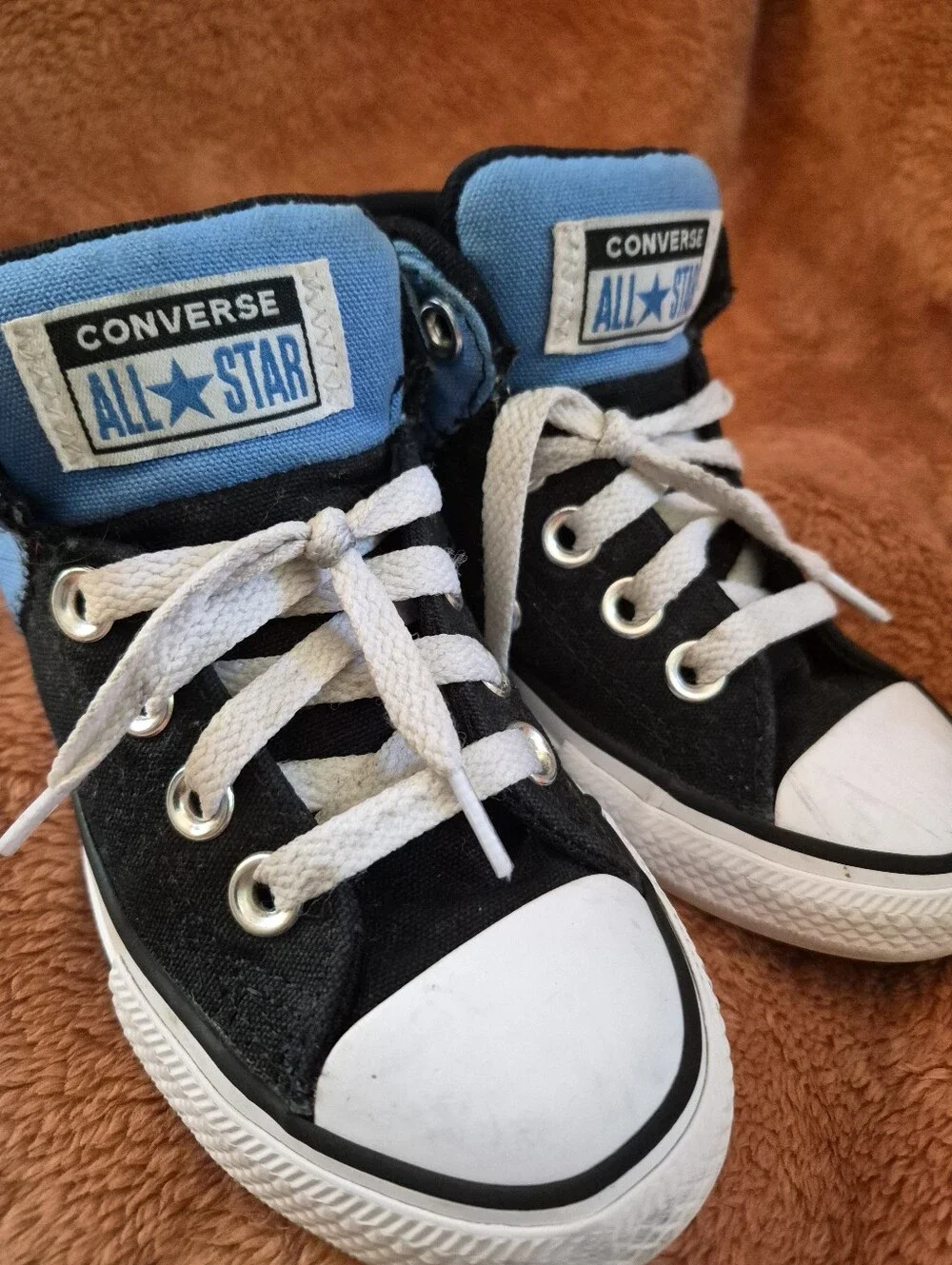 Size 11 Converse Kids Black and Blue All Star High Top Sneakers